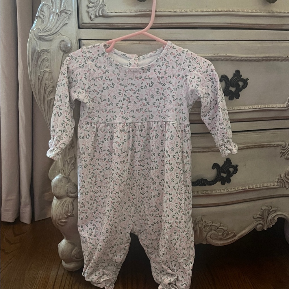 Charming Pink Floral Kids Footie